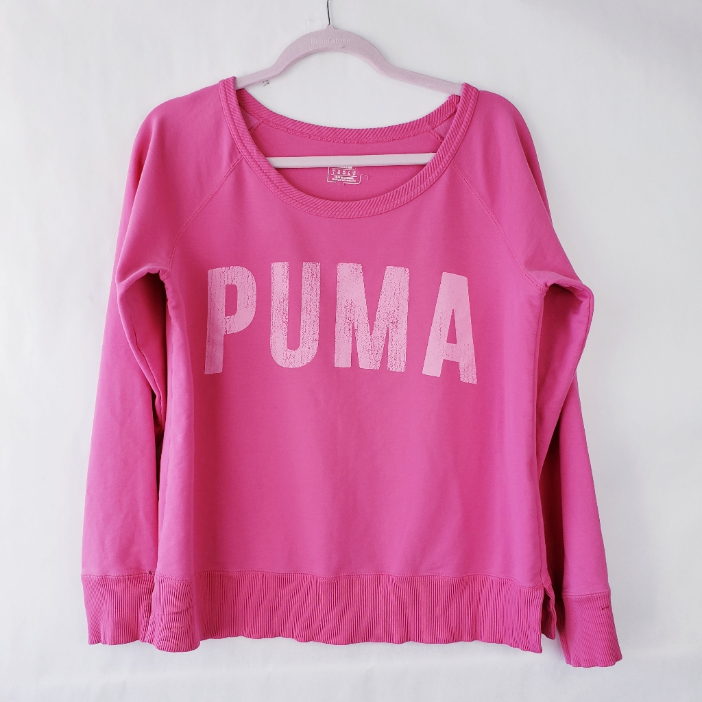 Puma Womens Hot Pink Sweatshirt Pullover Size Large Big Spellout